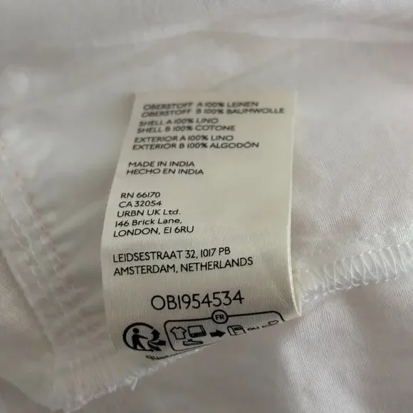 Pilcro Anthropologie Women's Top S White Raw Edge Linen Swing Coastal Boho - Picture 14 of 16